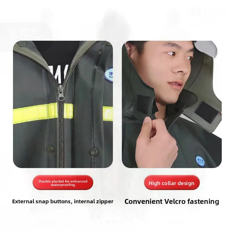 

Adult Thickened Knitted Raincoat with Reflective Detailing Motorcycle Riding & Construction Site Suitable Two-Piece Rain Gear