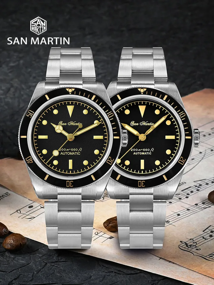 San Martin Vintage 38mm Diver Watch 200m Waterproof NH35 Automatic