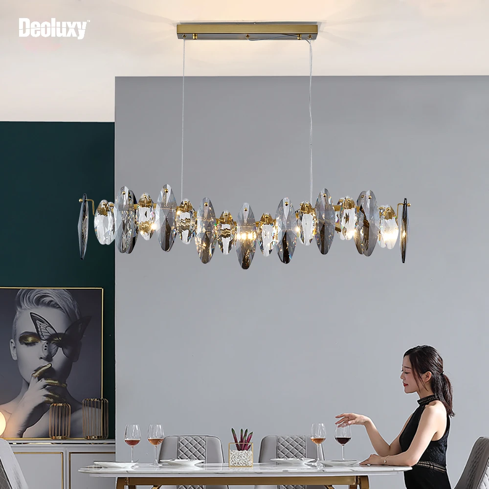 

DEOLUXY modern crystal chandelier for dining room large wave design cristal lamp luxury kitchen island hanging light fixture