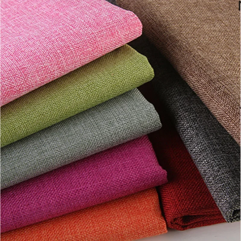 Linen Fabric By The Meter for Upholstered Sofa Covers Furniture Sewing Thickened Coarse Cloth Cotton Flax Diy Plaid Plain White