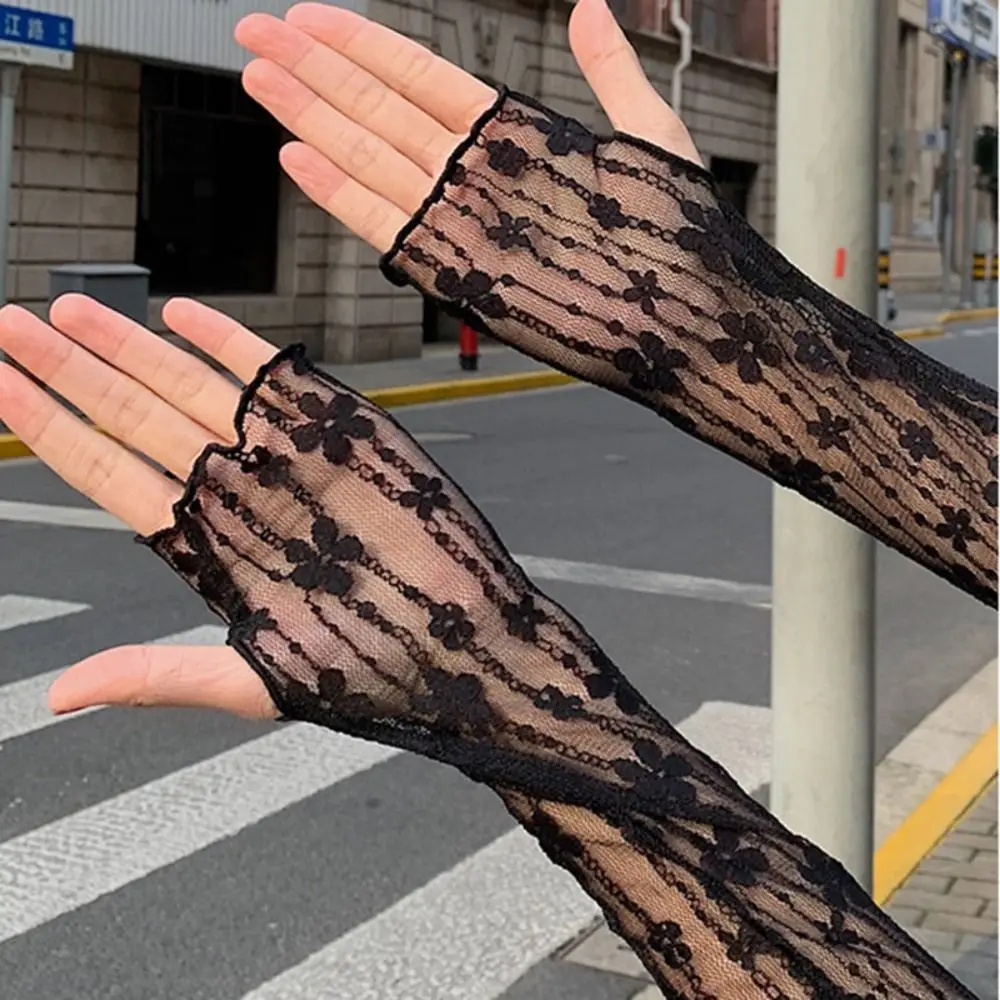 ผู้หญิง Ultra Thin UV Protection Fingerless แขนแขนครีมกันแดดแขนขับรถถุงมือแขน