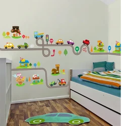 Cartoon Cars Highway Track Wall Stickers For Kids Rooms Sticker Children's Play Room Bedroom Decor wall Art Decals