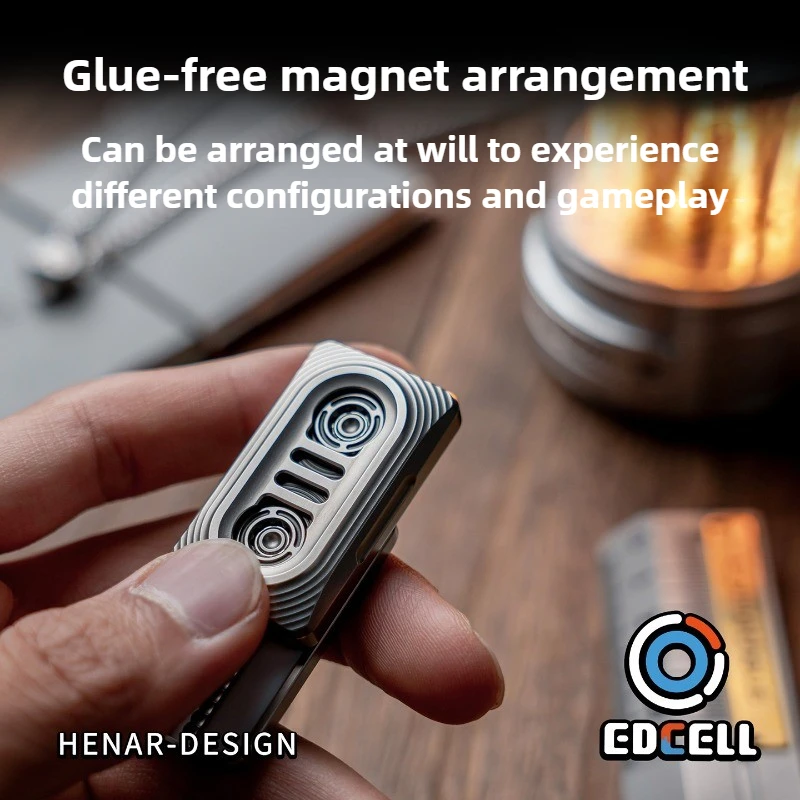 Cell EDCELL Tape Recorder Titanium Alloy Mechanical Tuning Fork Magnetic Linkage Fingertip Push Card Decompression Adult Toy