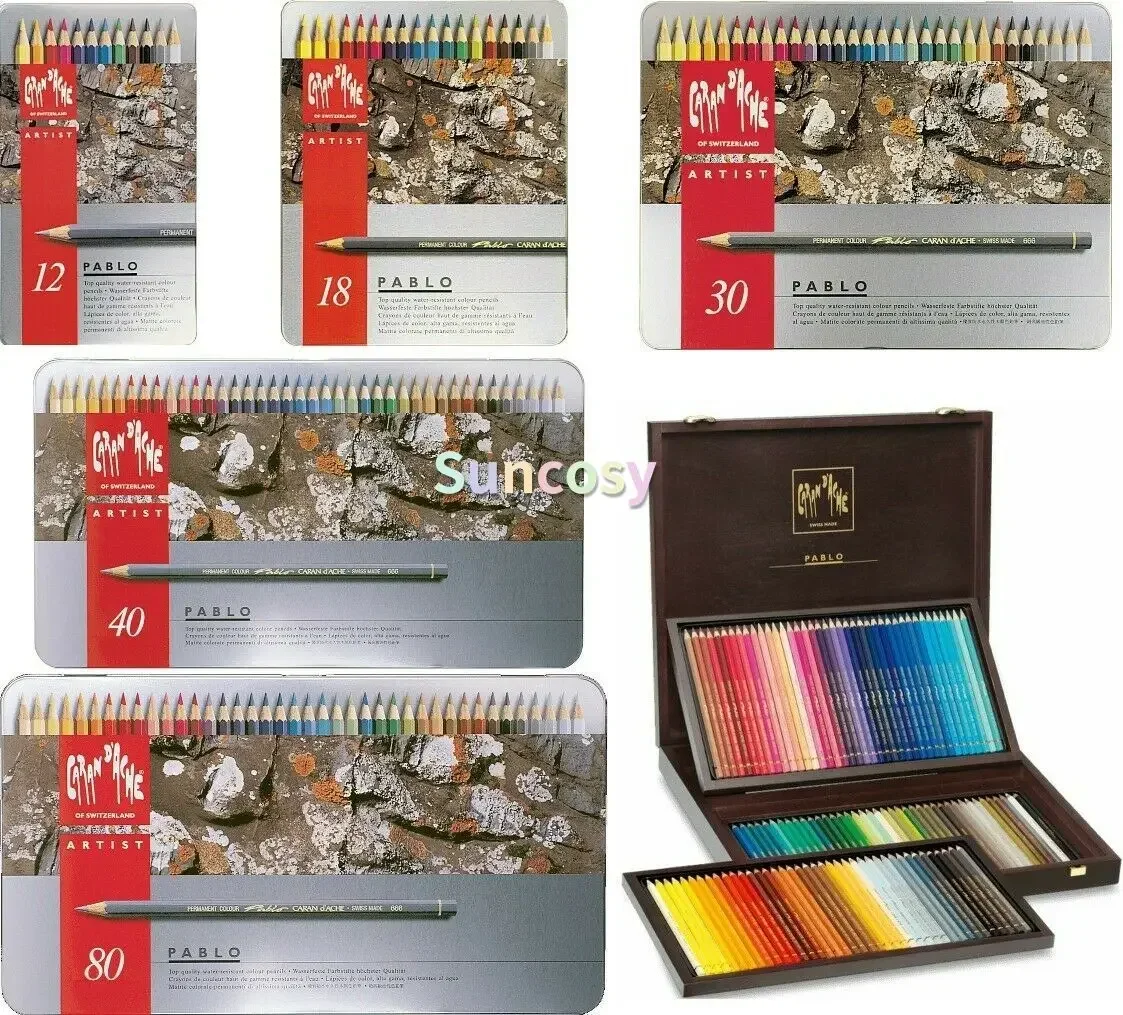 Caran D'Ache Premium Colored Pencil Set - 12, 28, 30, 40, 80, 120 Colors