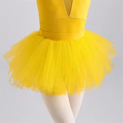 Falda de tul de 4 capas para niños y niñas, ropa de entrenamiento para baile, tutú de Ballet amarillo, rosa y blanco, gran oferta