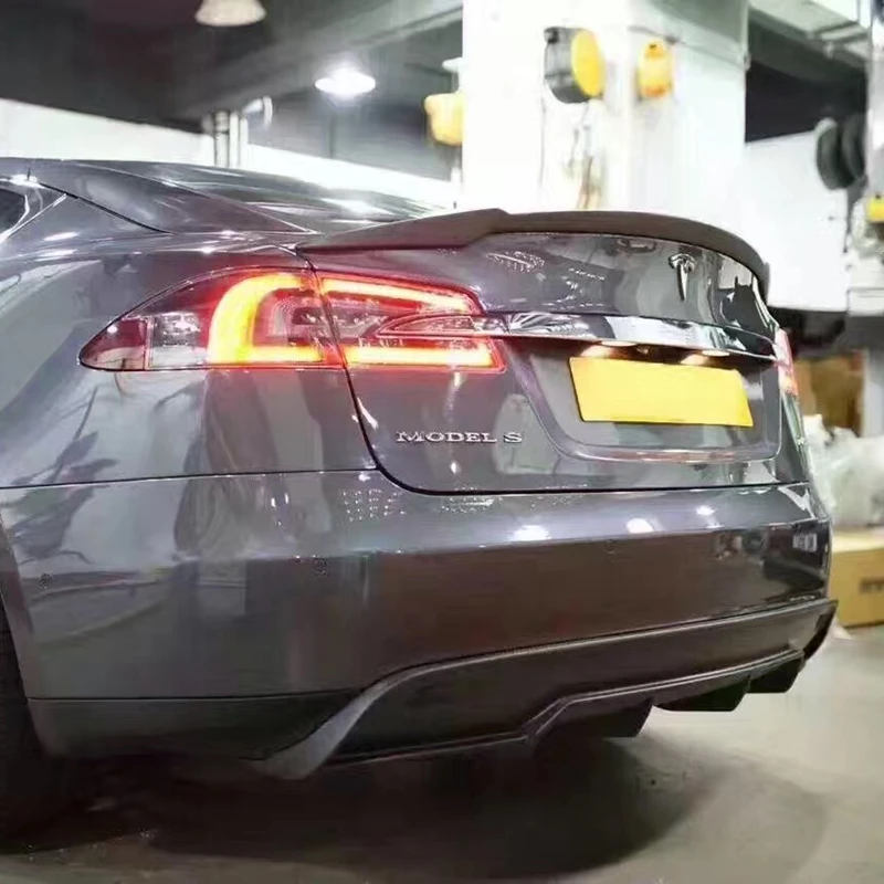 Tesla Model S 2015-2017 리어 윙 스포일러, 트렁크 부츠 윙 스포일러 탄소 섬유 3M 페이스트 썸네일 3