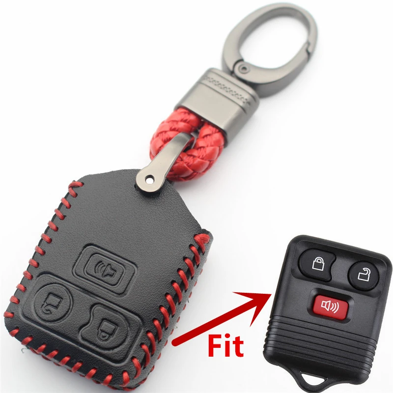 FLYBETTER 2Colors Genuine Leather 3Button Remote Key Case Cover For Ford Escape/Ranger/Explorer/Freestar Car Styling  L12