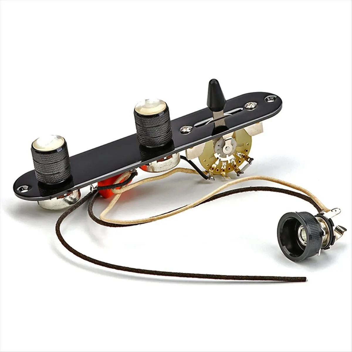 

TUREBG Fully Loaded Control Plate Pre-Wired 3-Way Control Plate with Wiring Harness for Telecaster Electric Guitar(Black)