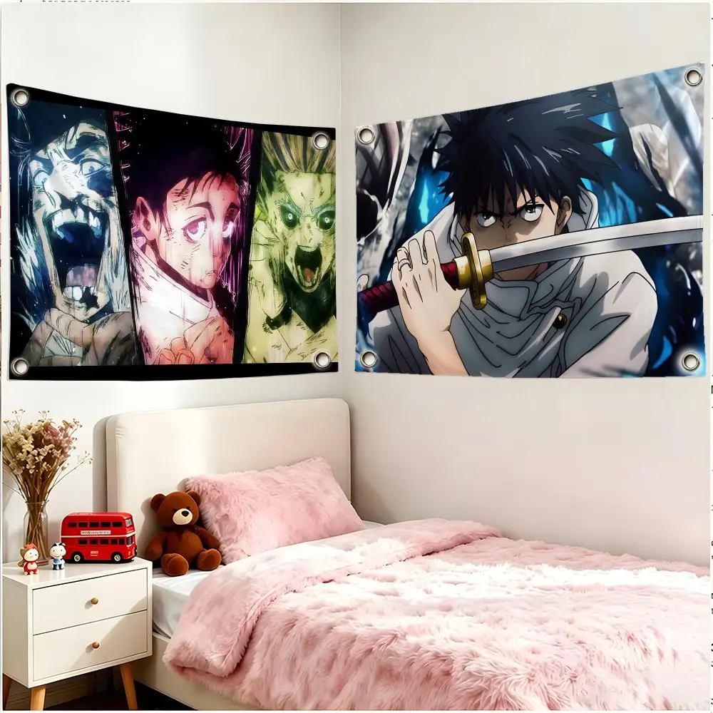 Anime Character Jujutsu Kaisen Yuta Okkotsu Flags Four Ring Borderless Art Decor Indoor Outdoor Use Simple Hang And Install