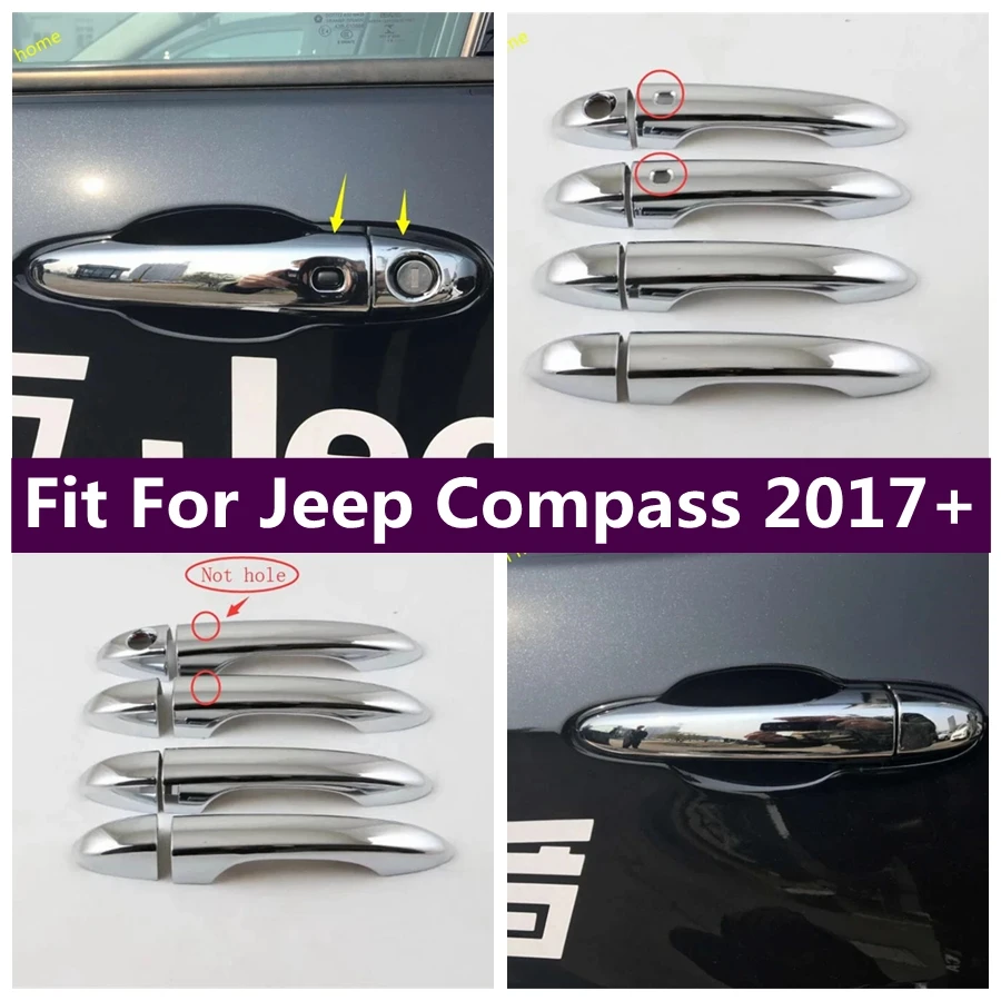 

ABS Chrome Outside Door Clasing Handle Decoration Frame Cover Trim For Jeep Compass 2017 - 2024 Left-hand Drive Car Accessories