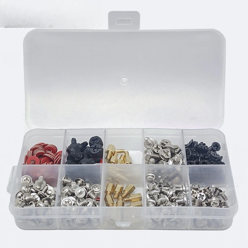380Pcs PC Computer Case Screw Nut Assortment Kit, Host Optical Drive Fan Mounting Fasteners for Hardware Repair