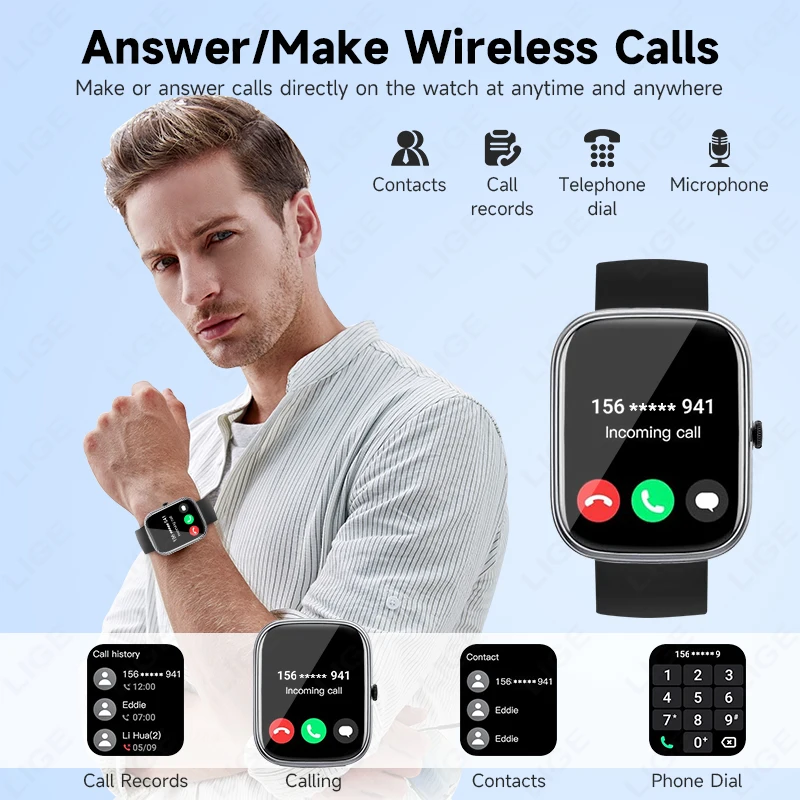2026 New For Android Bluetooth Call Sports Waterproof Fitness Watch Heart Rate Blood Pressure Sleep Monitoring Smartwatch Women