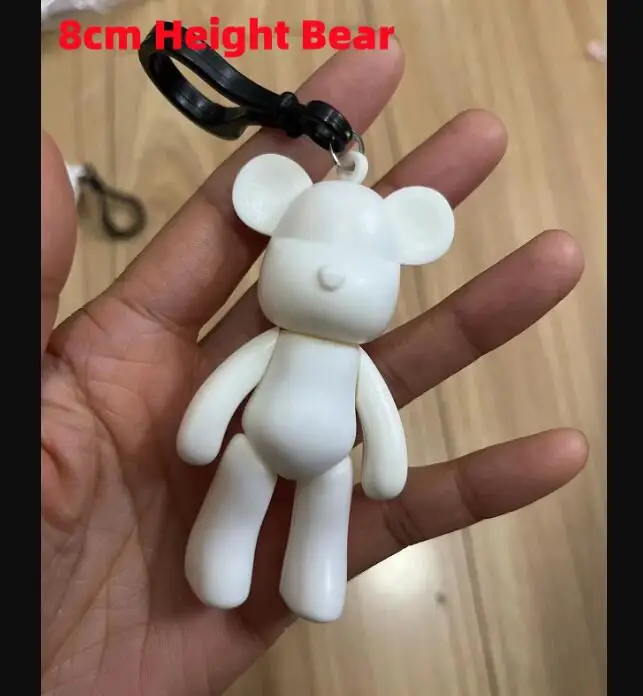 20pcs Creative Trend Plastic Momo Bear Keychain DIY Paint Men and Women Cute Car Key Pendant Bag Pendant Cartoon Keychain