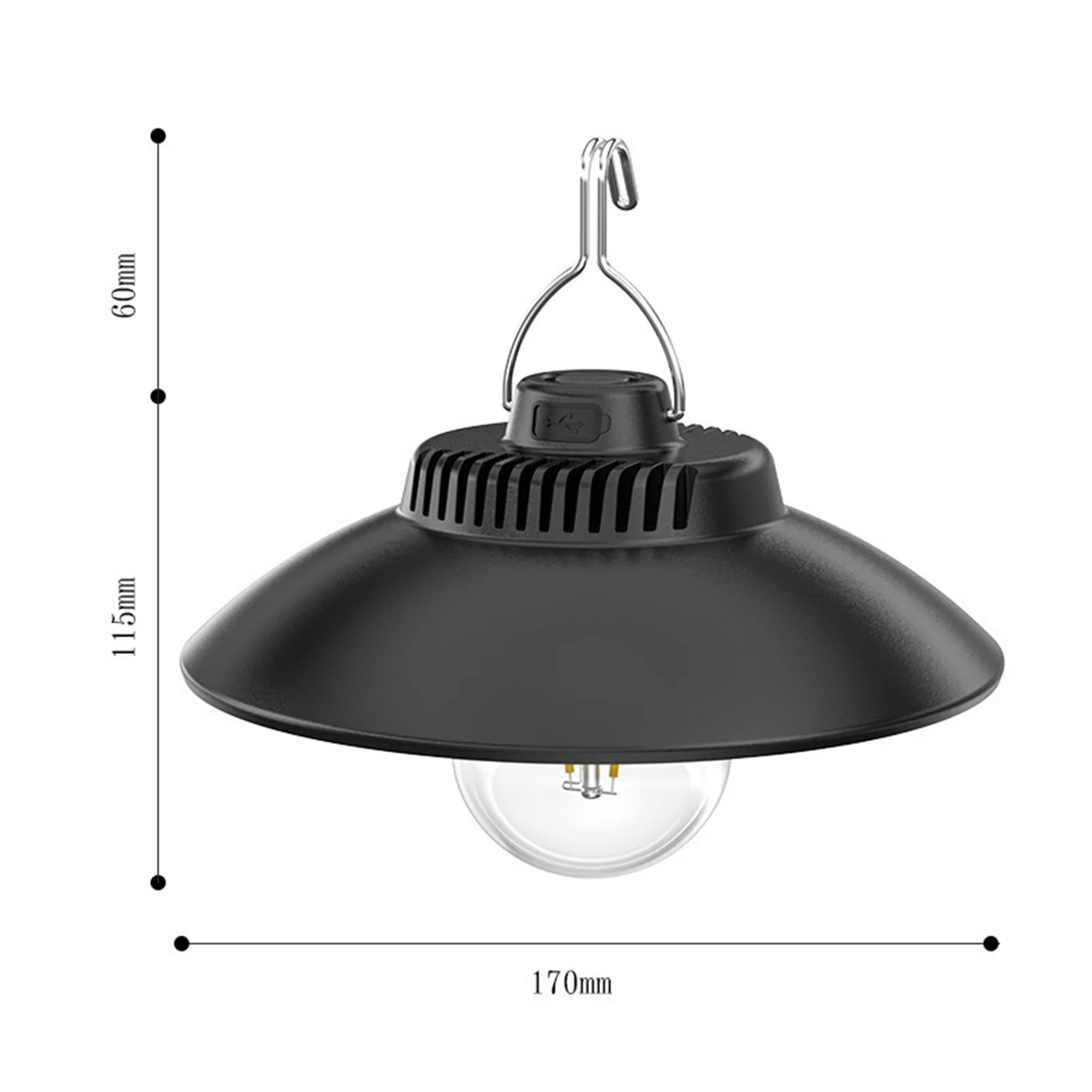 Lampada da tenda sospesa retrò Lampada da tenda da campeggio portatile ricaricabile tramite USB con gancio IPX4 impermeabile per escursioni all'aperto