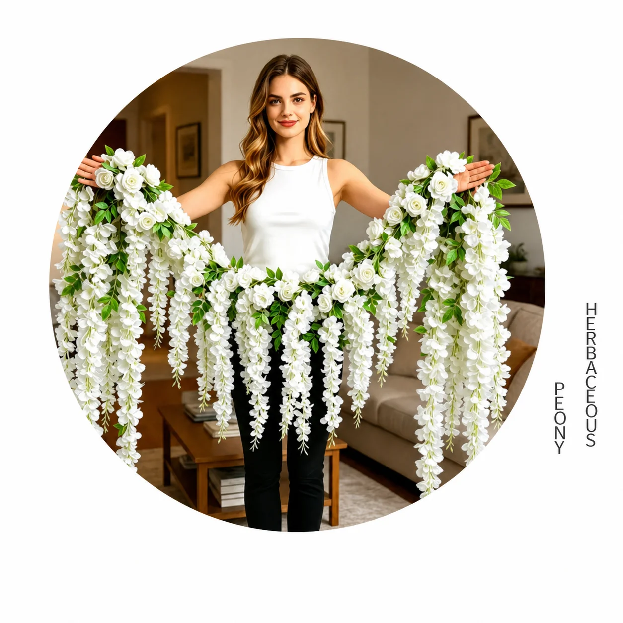 Decorative Flower Vine Natural Artificial White Rose Hanging Flower Decoration Flexible Wisteria Flower Vine For Ceiling view 4