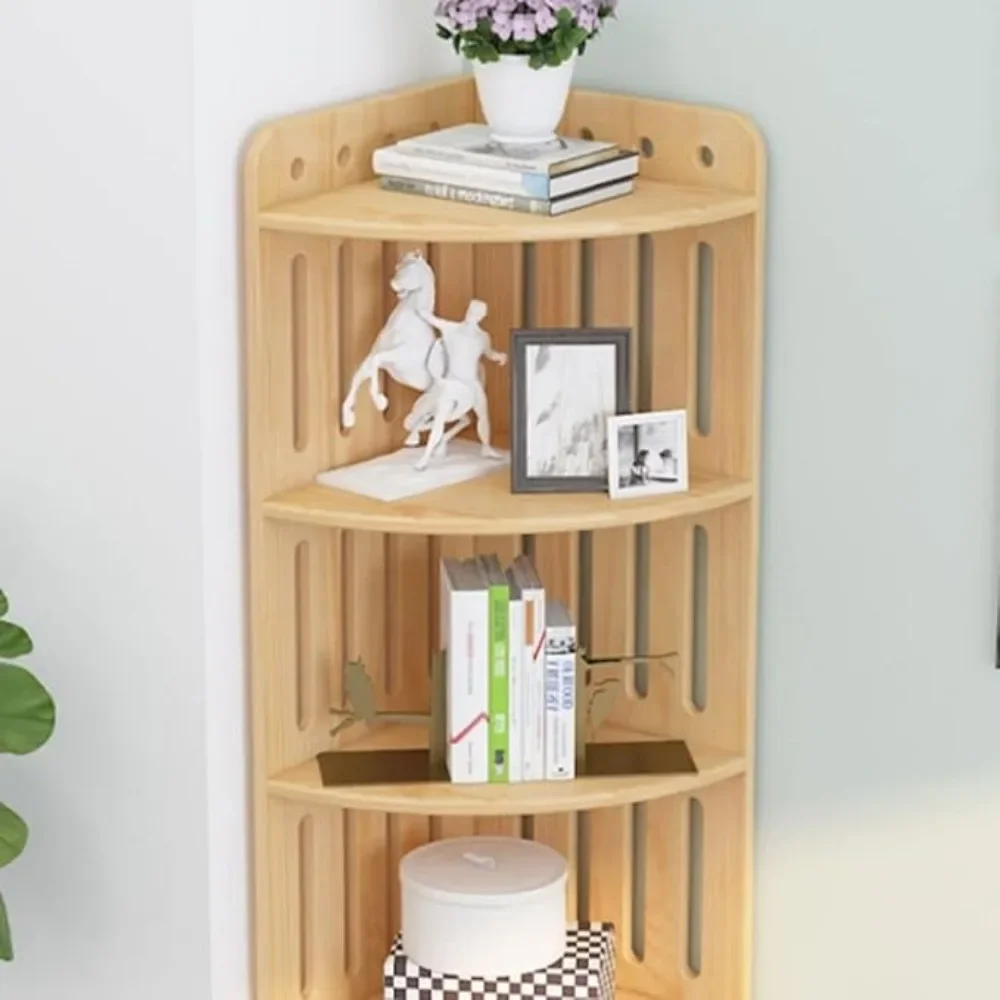 ชั้นวางหนังสือเข้ามุมไม้ชั้นวางหนังสือเข้ามุมสูง 5 ชั้นสําหรับห้องนั่งเล่นห้องนอนห้องครัวและสํานักงาน