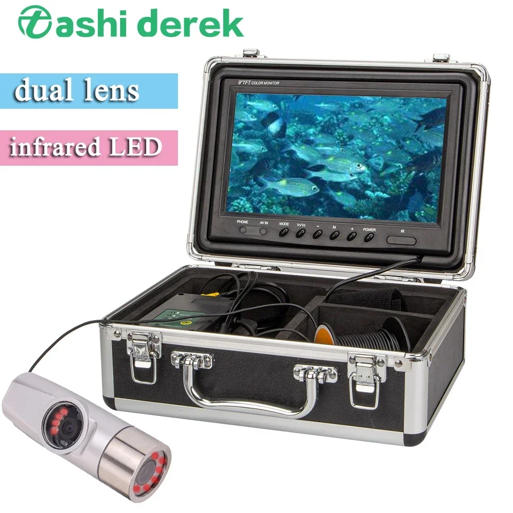 Dual Lens Recording Fish Finder Video Camera HD 1200TVL Underwater Fishing Camera IR Light Full-view Water Ice Fishing Camera