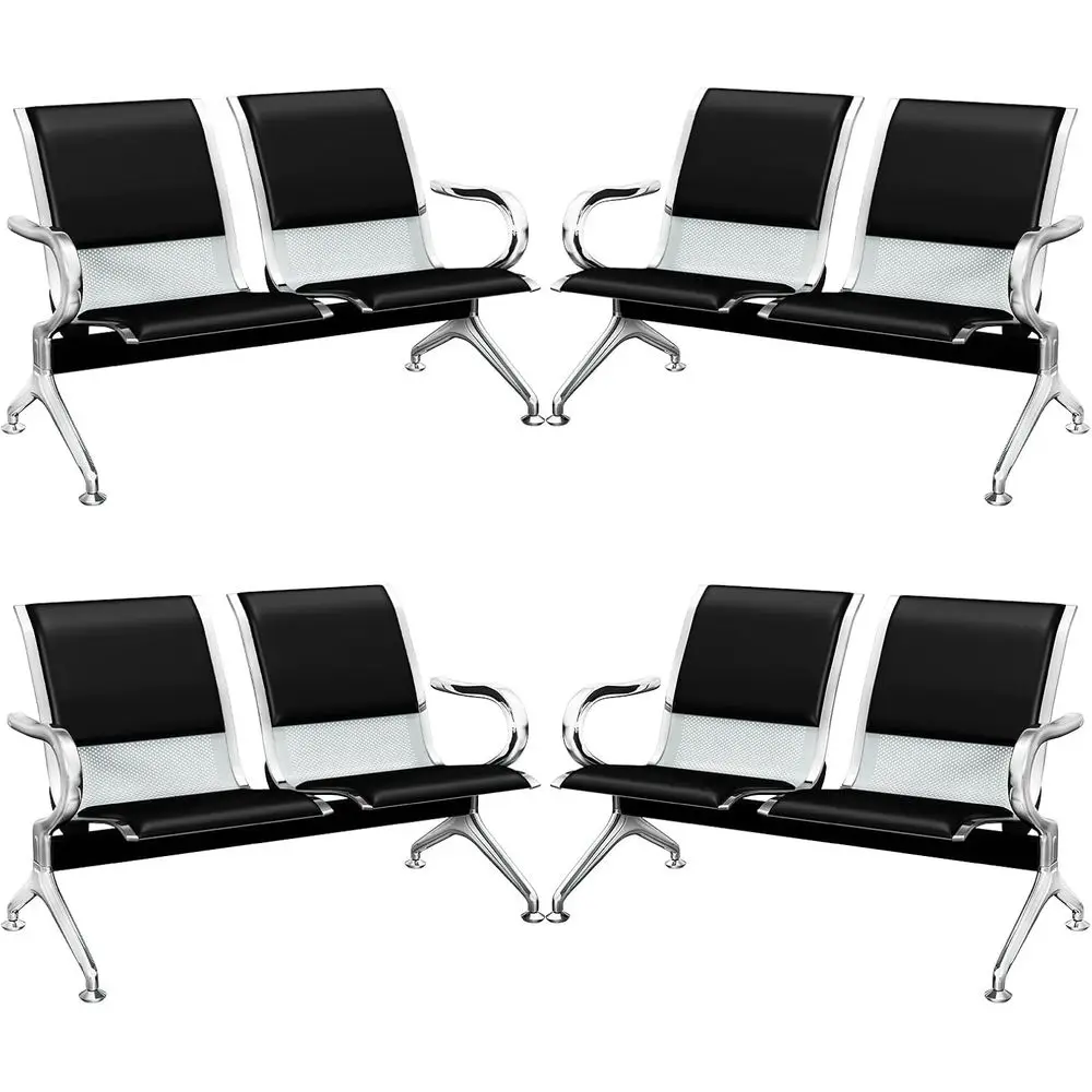 

2-местный набор стульев для комнаты ожидания из искусственной кожи, удобные скамейки для приема в аэропорту с подлокотниками для больниц, банков, салонов и