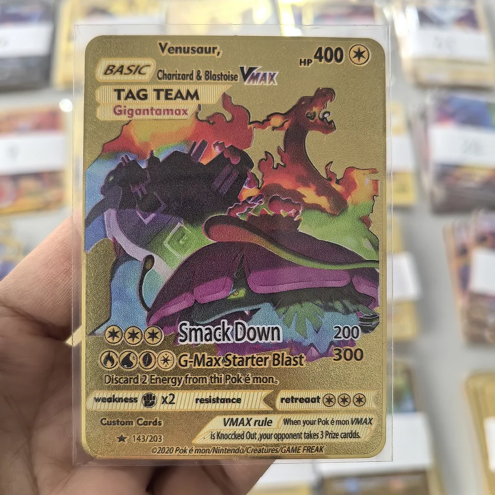 10000HP Charizard Vmax Pokemon-Karten Metall Englische Karte Arceus GX Vstar V Goldene Limitierte Kinder-Geschenkkarten Spiel Kampf Sammelkarten