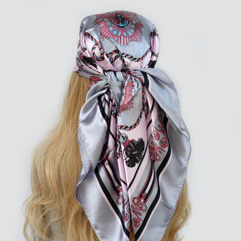 2022 Fashion Imitated Silk Scarf Ladies Outdoor Print Luxury Neck Hair Decorate Headband Scarf Outdoor Small Kerchief Soft Wrap