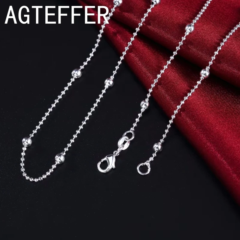 Fashion 925 Sterling Silver 40-60cm Beads Necklace For Women Charm Sweater Chain Wedding Party Favors Jewelry Accessories