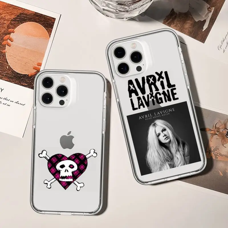 singer Avril Lavigne  Phone Case For iPhone 11 12 Mini 13 14 Pro XS Max X 8 7 6s Plus 5 SE XR Transparent Shell