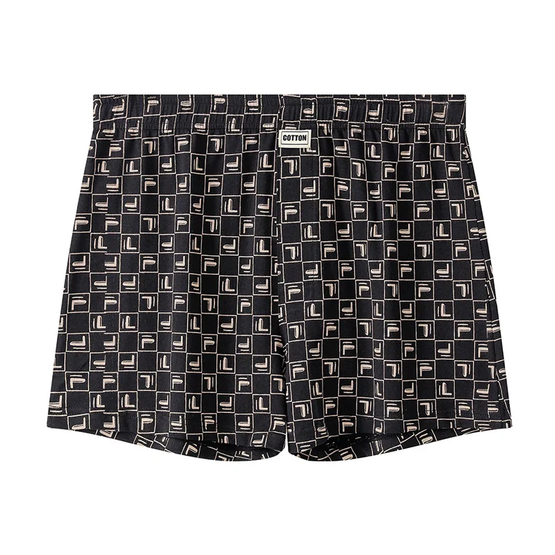 Men's Plaid Boxers Underwear Cotton Autumn And Winter Loose Thin Breathable Aro Pants U Convex Pouch Lingerie Underpants