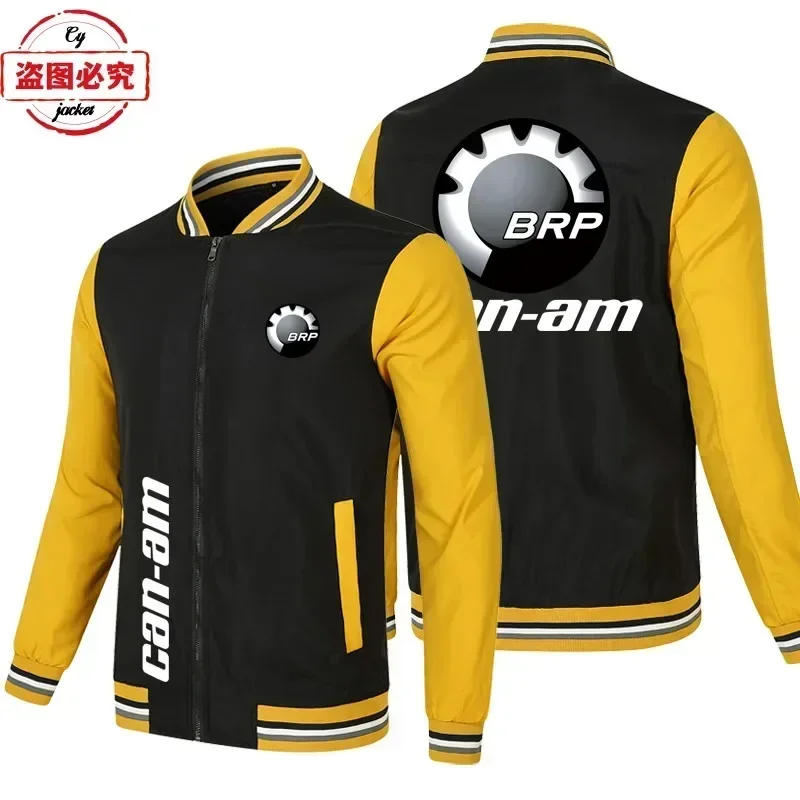 European size CAN-AM Motorcycle logo jacket loose long-sleeved men's color matching top baseball jacket group cycling suit