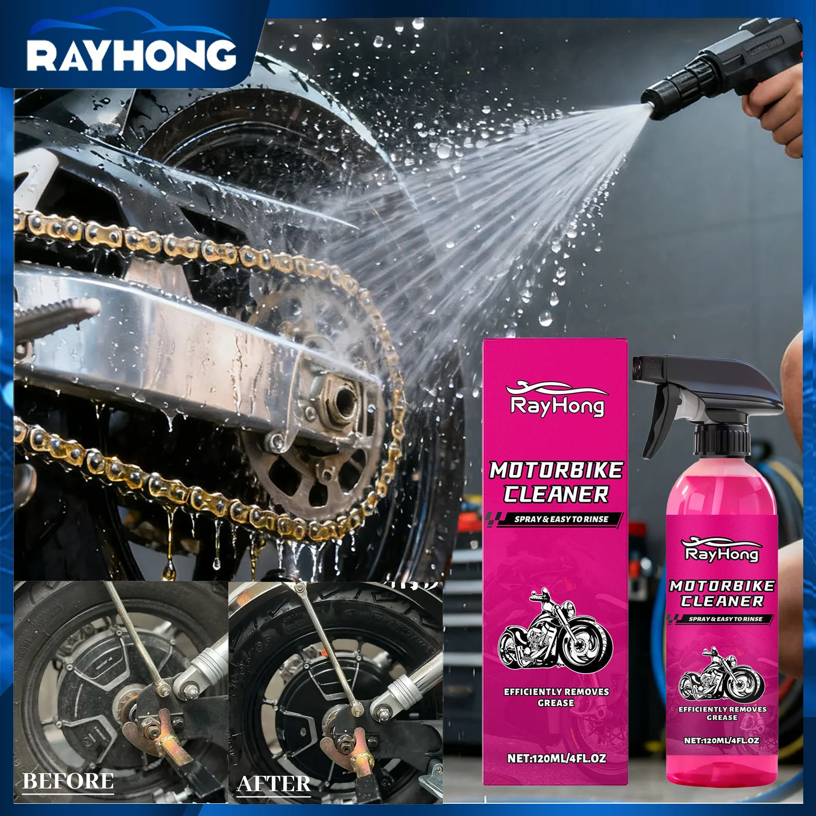 بخاخ منظف السيارة متعدد الأسطح 120 مل مزيل الشحوم سريع المفعول للسيارات الداخلية الخارجية سهل الشطف بدون ماء احترافي #1