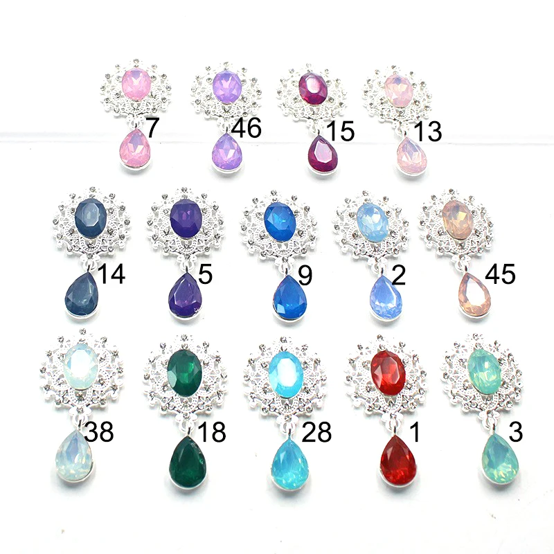 5Pcs 25*46MM Alloy Resin Rhinestone DIY Pendant Used For Wedding Dress, Hair, Wine Bottle And Invitation Decoration Accessories