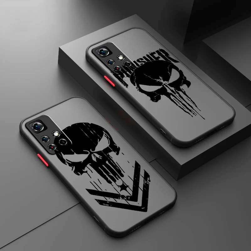 Luxury Marvel Punisher Venom Frosted Translucent For Redmi Note 13R 13 12 12S 12T 11 11T 11E 10 Pro Plus 5G Funda Phone Case