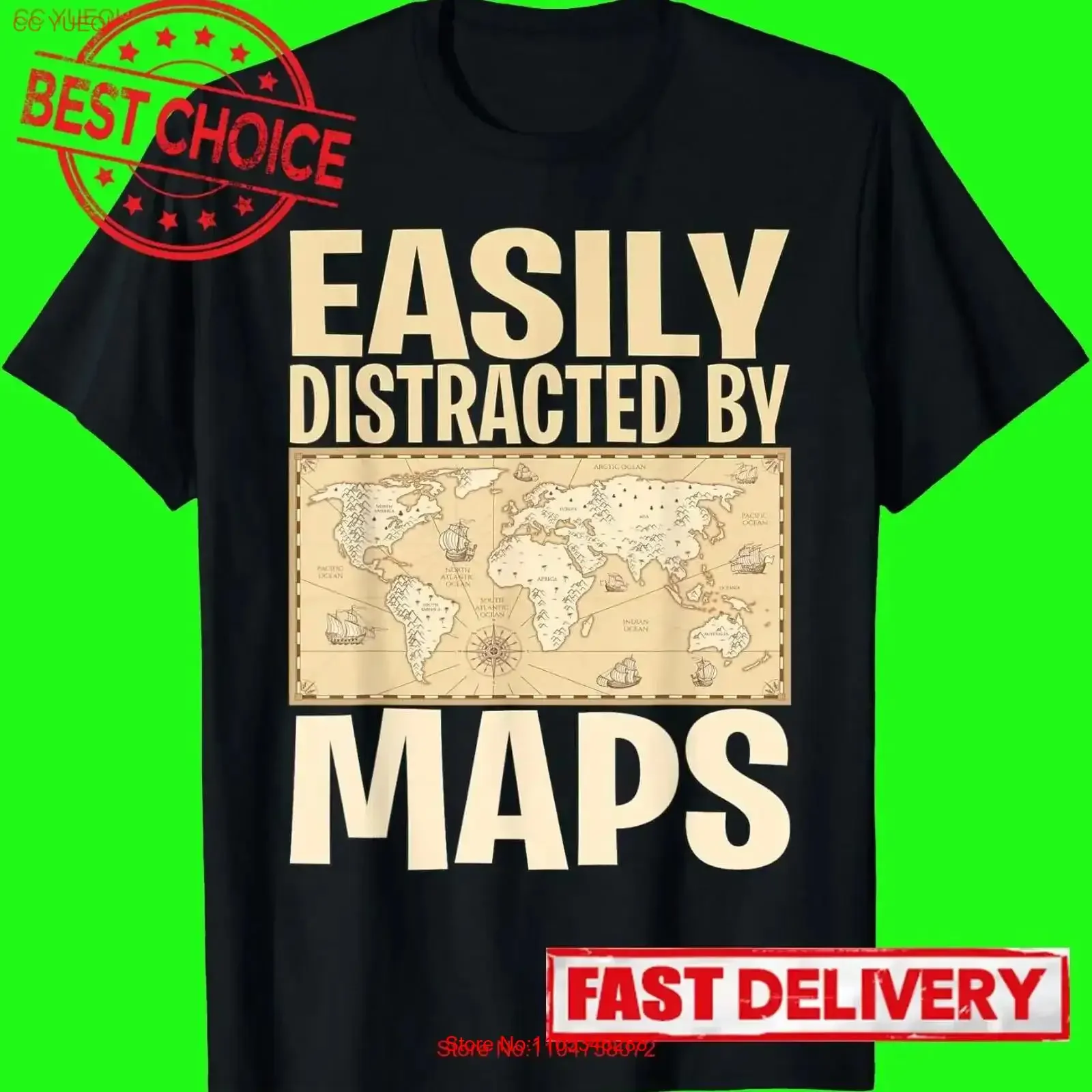 T-shirt drôle pour professeur de géographie, facilement distraité par les cartes, style vintage, streetwear, vêtements de créateur, respirant, légèrement unisexe
