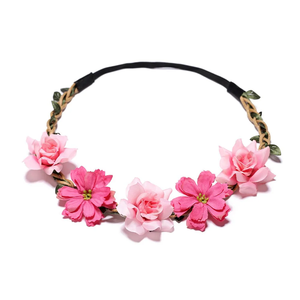 Diadema de flores de seda para mujer y niña, diadema pequeña de rosas, accesorios para el cabello de viaje para fotografía de boda, novedad