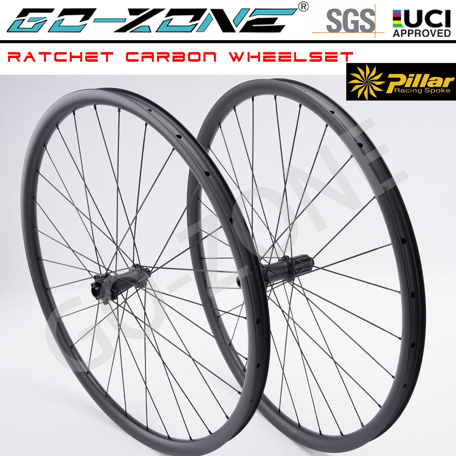 29er Ratchet Carbon MTB Wheelset 6 Bolt / Center Lock Boost 15x110 12x148 Pillar 1423 Tubeless UCI Approved Mountain Wheels 29