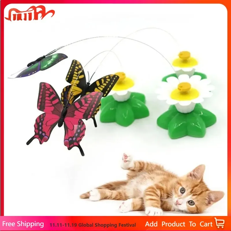 

New Rotating Electric Butterfly, Hummingbird And Bee Pet New Product Rotating Around Flowers To Cats And Butterflies Pet Toys