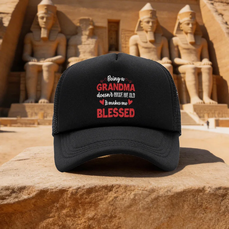 Unisex Blessed Grandma Print Mesh Baseball Cap Duckbill Cap Running Walking Camping Hat - Multiple Colors Available - Ideal Gift