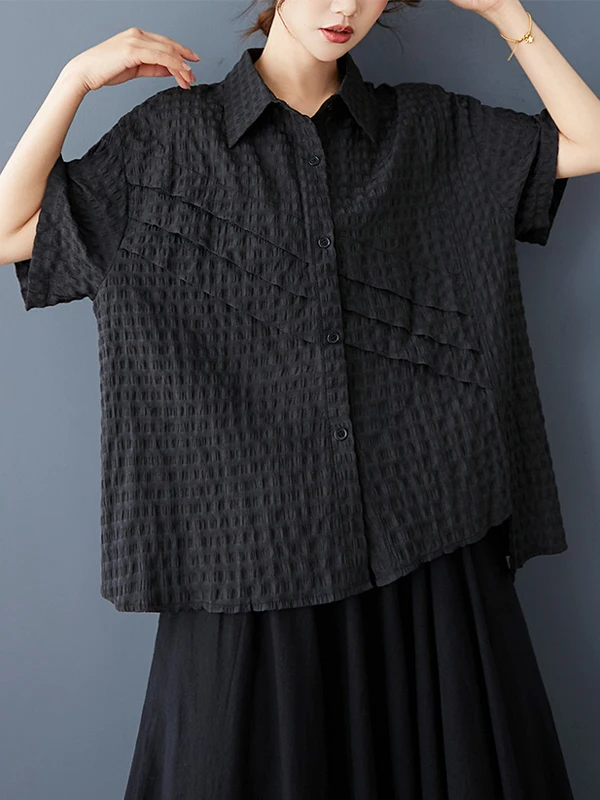 

Faionable Casual Women's irt Irregular Texture Loose Fit Versatile Top Summer 2025 New Arrival Ele Design Sense