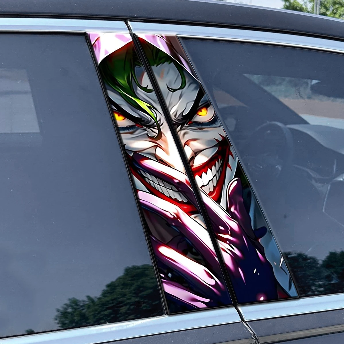 2pcs Set Joker Gothic Car Stickers B-pillar DIY Auto Center Column Cover Scratches Decoration Automoile Vinyl Accessories Decals view 5