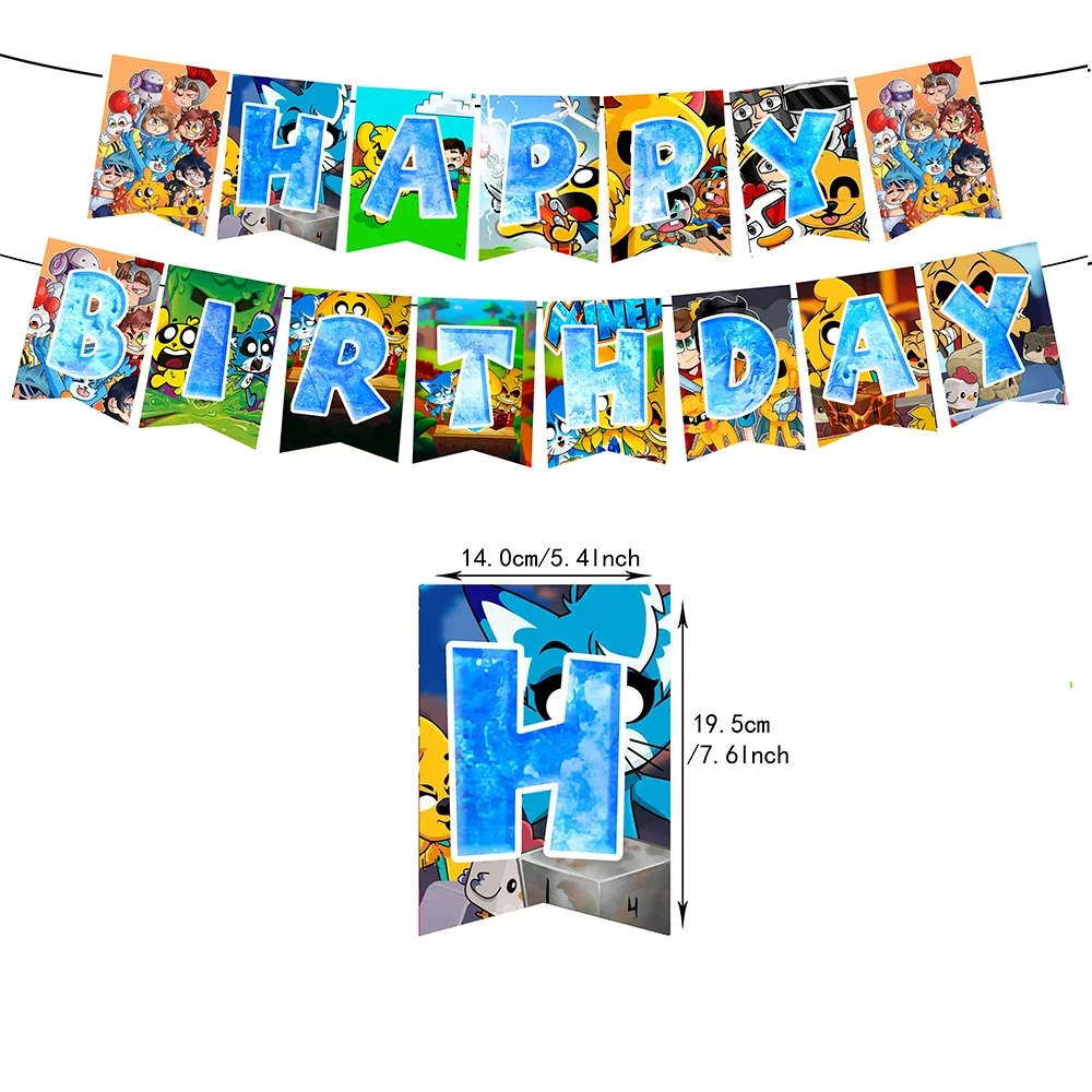 Hot Mikecrack series Birthday Party Supply Disposable Banner Cake Topper Hanging Flag Mikecrack Balloons Set Birthday Decoration