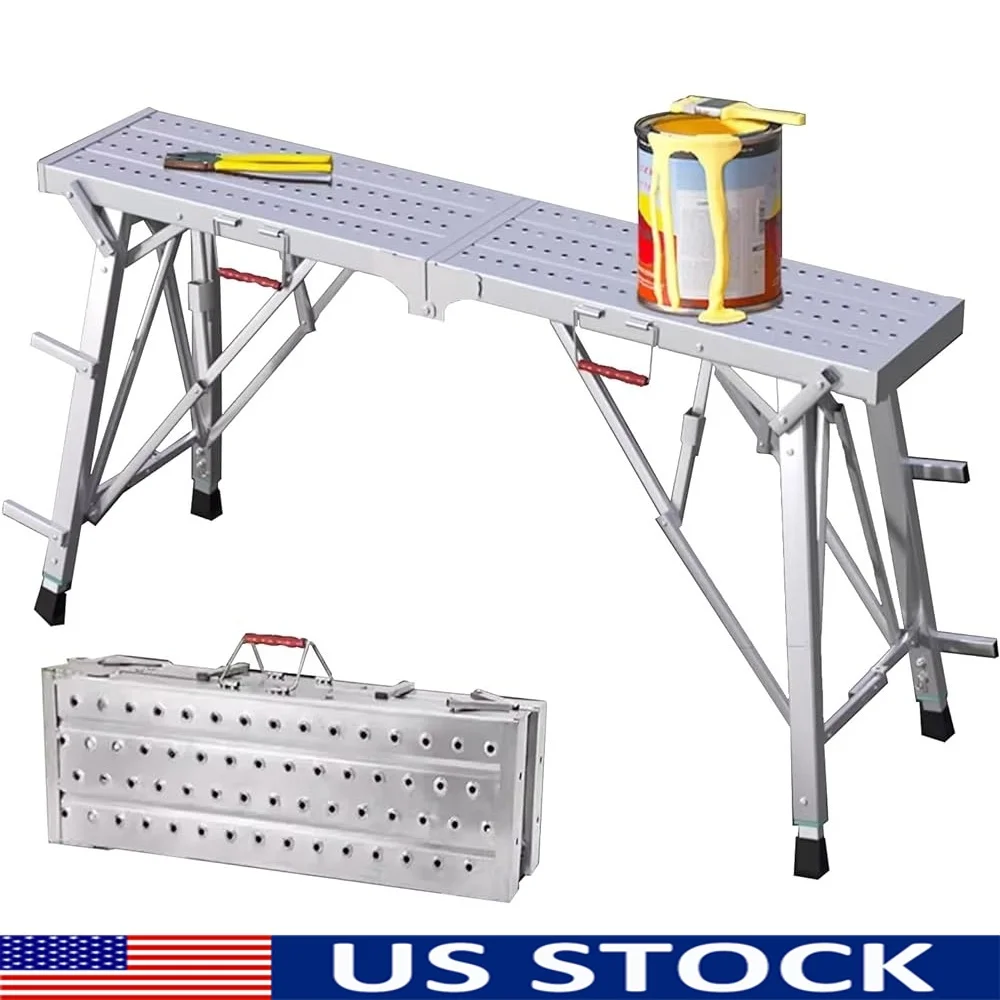 

Portable Folding Scaffold Adjustable Height Work Platform Heavy Duty Steel Scaffolding Equipment Safe Design Ideal Maintenance