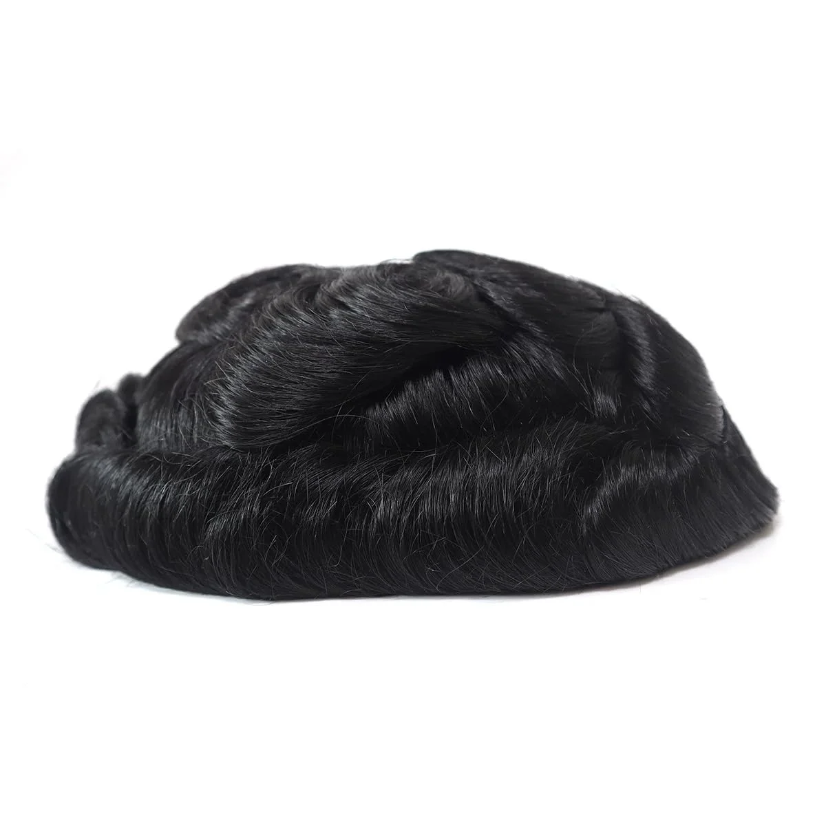 Parrucchino per uomo Parrucchino umano Base mono con unità di capelli anteriori in pizzo Onda riccia Parrucca da uomo Parrucchino Capelli Sistema di sostituzione umana reale