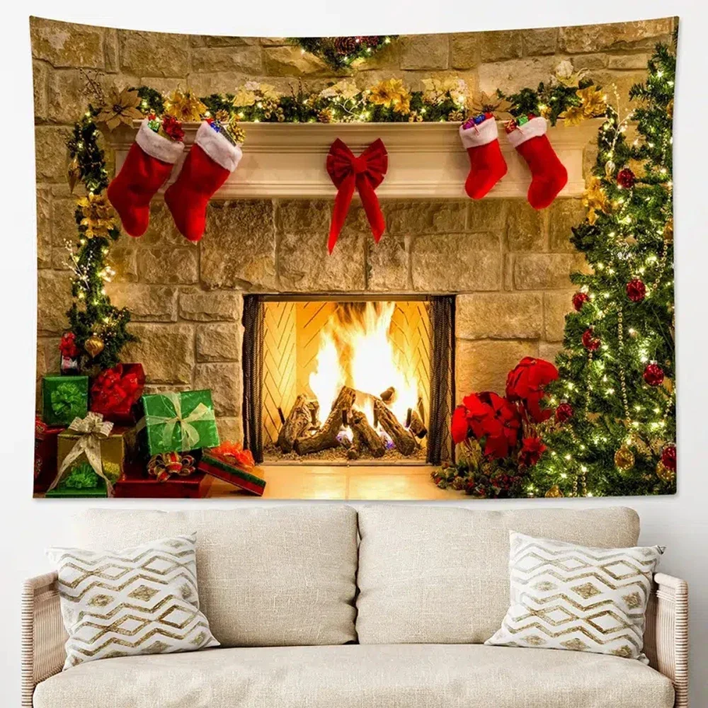 

Christmas Snow House Nature Cat Tapestries Wall Art Decoration Cool Bedroom Hanging Tapestry Wall Living Room Office Home Decor
