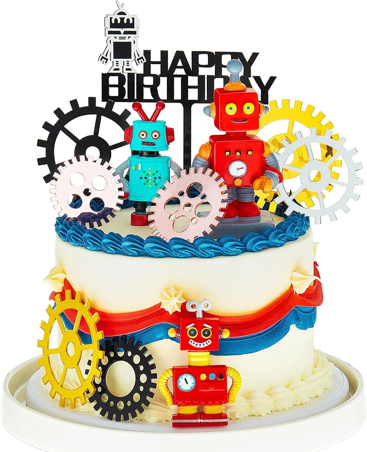 Roboter-Kuchenaufsätze für Jungen, Roboter-Kuchen-Cupcake-Dekorationen, Roboter-Party-Dekorationen, Roboter-Figur für die Geburtstagsfeier – Detail 1