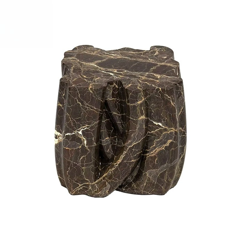 

Light luxury marble creative hand-painted edge few living room sofa designer side table