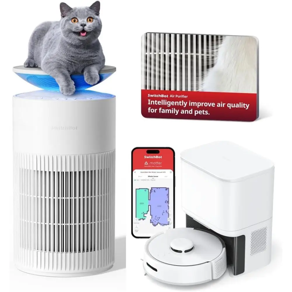 منقي الهواء ومكنسة روبوت صغيرة K10 360 °   مدخل الحيوانات الأليفة ودية المتقدمة خوارزمية طريق LiDAR تنظيف حر اليدين كفاءة الغبار