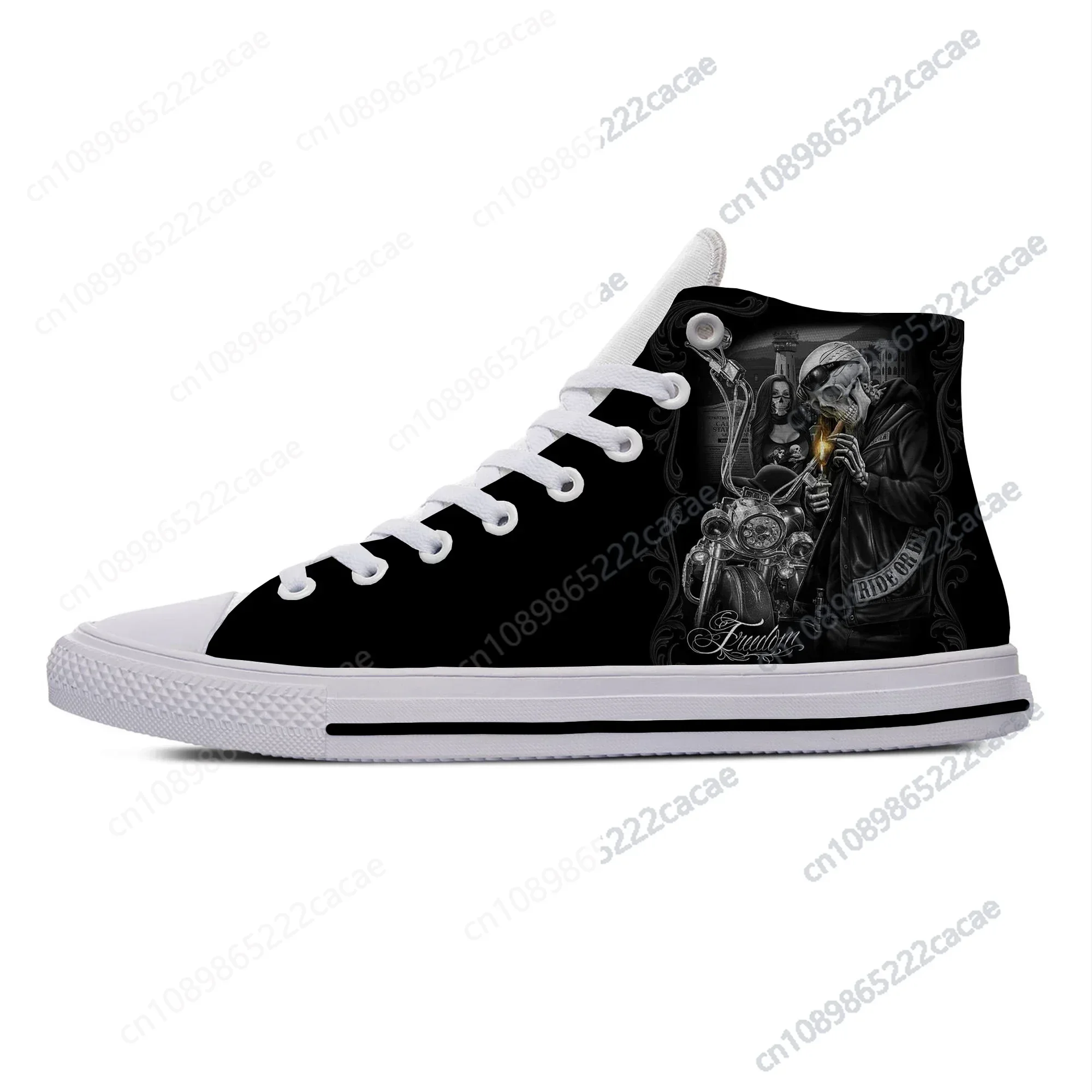 

Hot Summer Motorcycle Skull Punk Funny Cool Fashion Popular Casual Cloth Shoes Men Women Latest Sneakers High Top Board Shoes