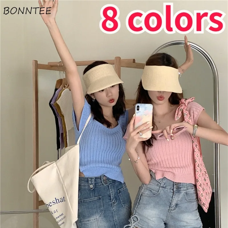 T-shirts Women Solid 8 Colors Simple Lace-up Creativity Lovely Summer Vacation All-match Korean Style Sweet Elegant Temperament