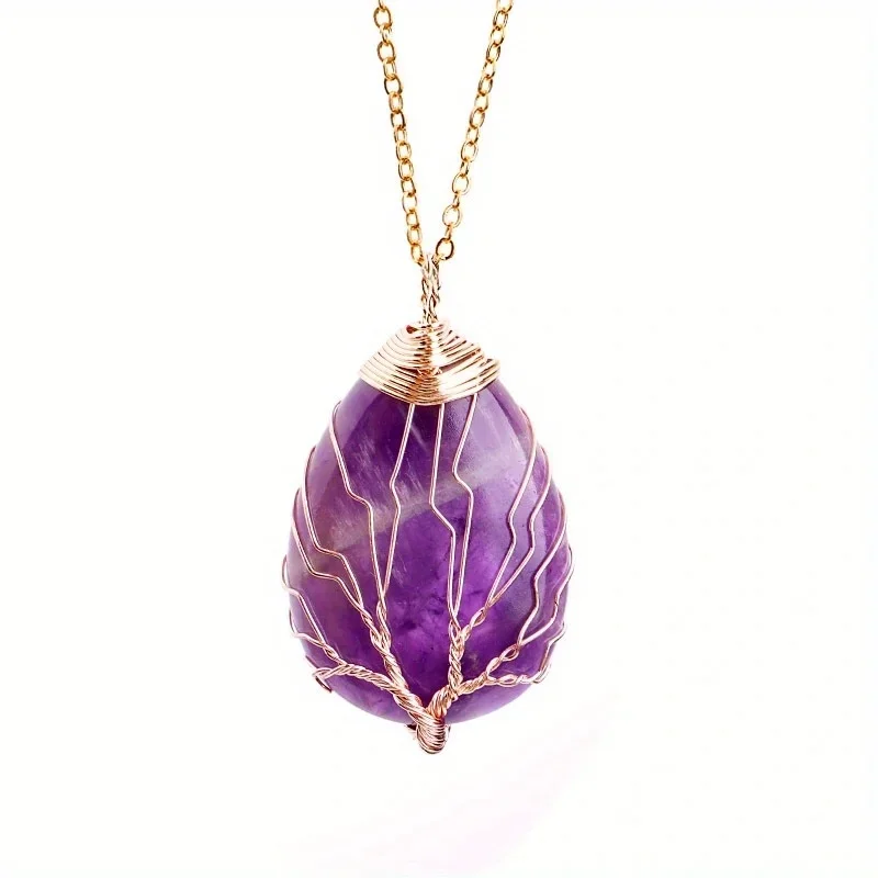 Baum des Lebens 7-Chakra-Halskette mit natürlichem Edelstein, Kristall-Energie-Heilung, handgefertigte Anhänger-Halskette, Yoga-Schmuck, Vintage für Frauen – Detail 15