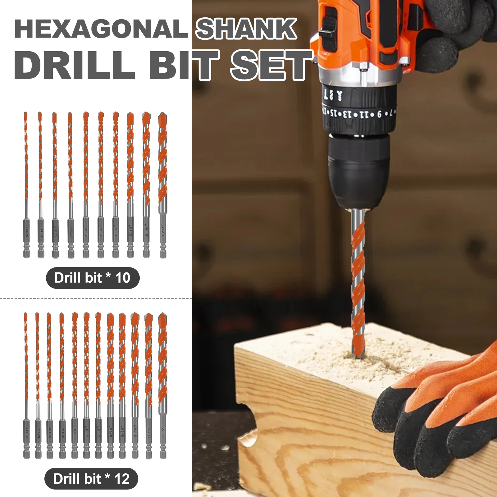 

Tungsten Steel Concrete Drill Bit Set Abrasion Resistant Hex Shank Masonry Drill Bit Set Accurate Efficient for Glass Cement