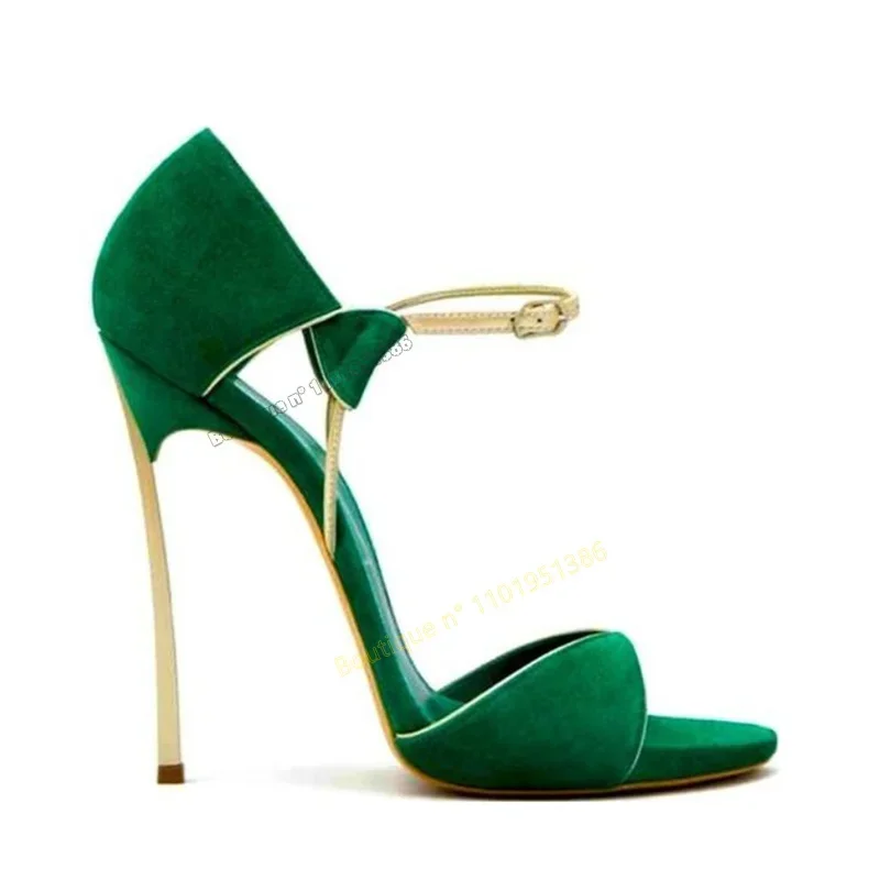 

Green Peep Toe Velvet metal Heel Sandals Open Toe Wedding Shoes for Women Stilettos High Heels Shoes 2023 Zapatillas Mujer